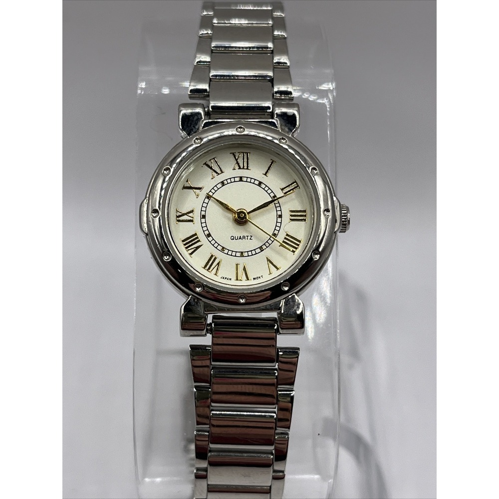 Avon Women's Quartz Watch Silver/Gold Round Dial 24mm Case- New Battery